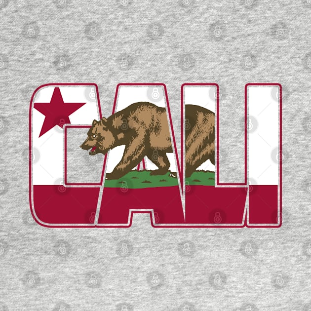 California Bear CALI Text with California Republic Flag by EddieBalevo